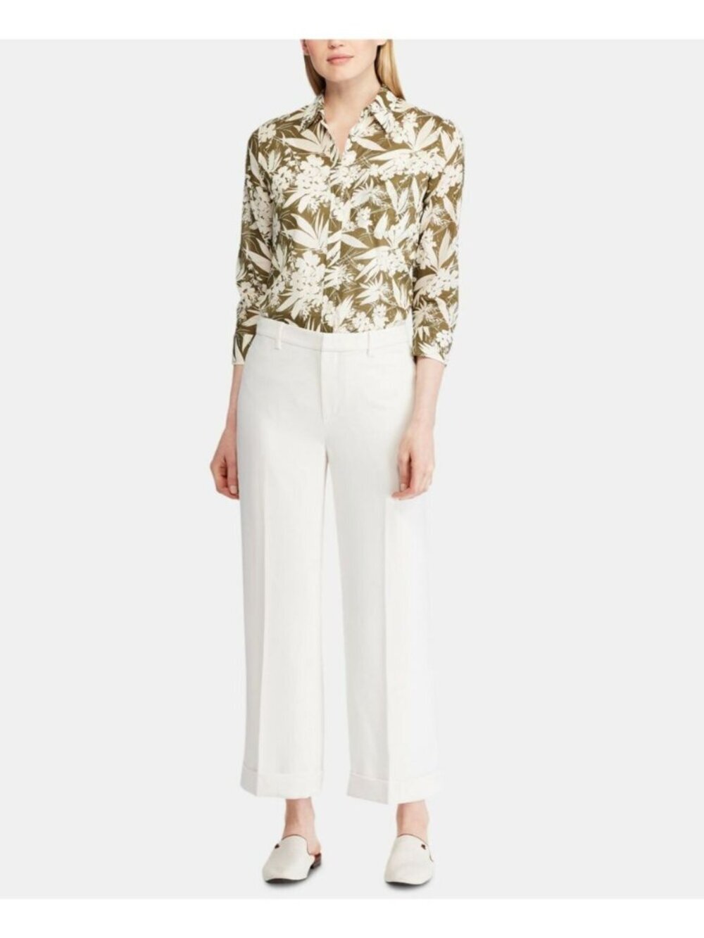 Lauren Ralph Lauren Womens 10 Wide-Leg Cropped Pant In Winter Cream NWT $165 - Picture 2 of 4